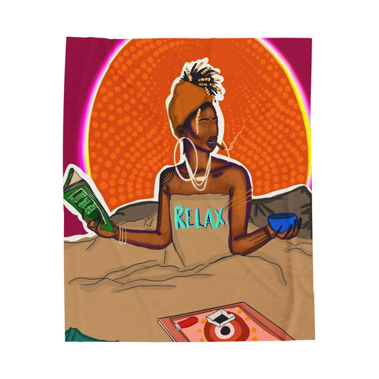 Plush Blanket — "Relax" Cozy Afrocentric Velveteen Throw