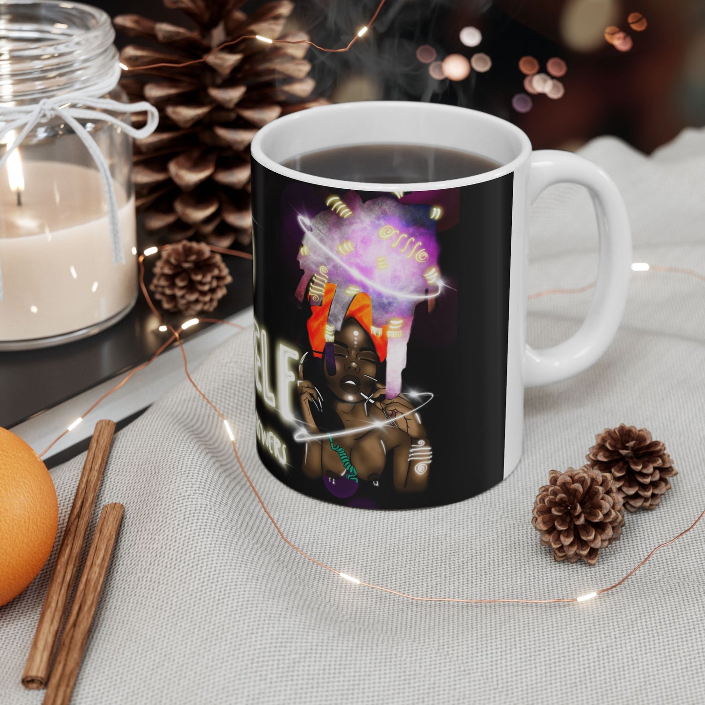 Call 1-800-kNow-Yoself Neon Psychic Ceramic Mug (11oz/15oz)