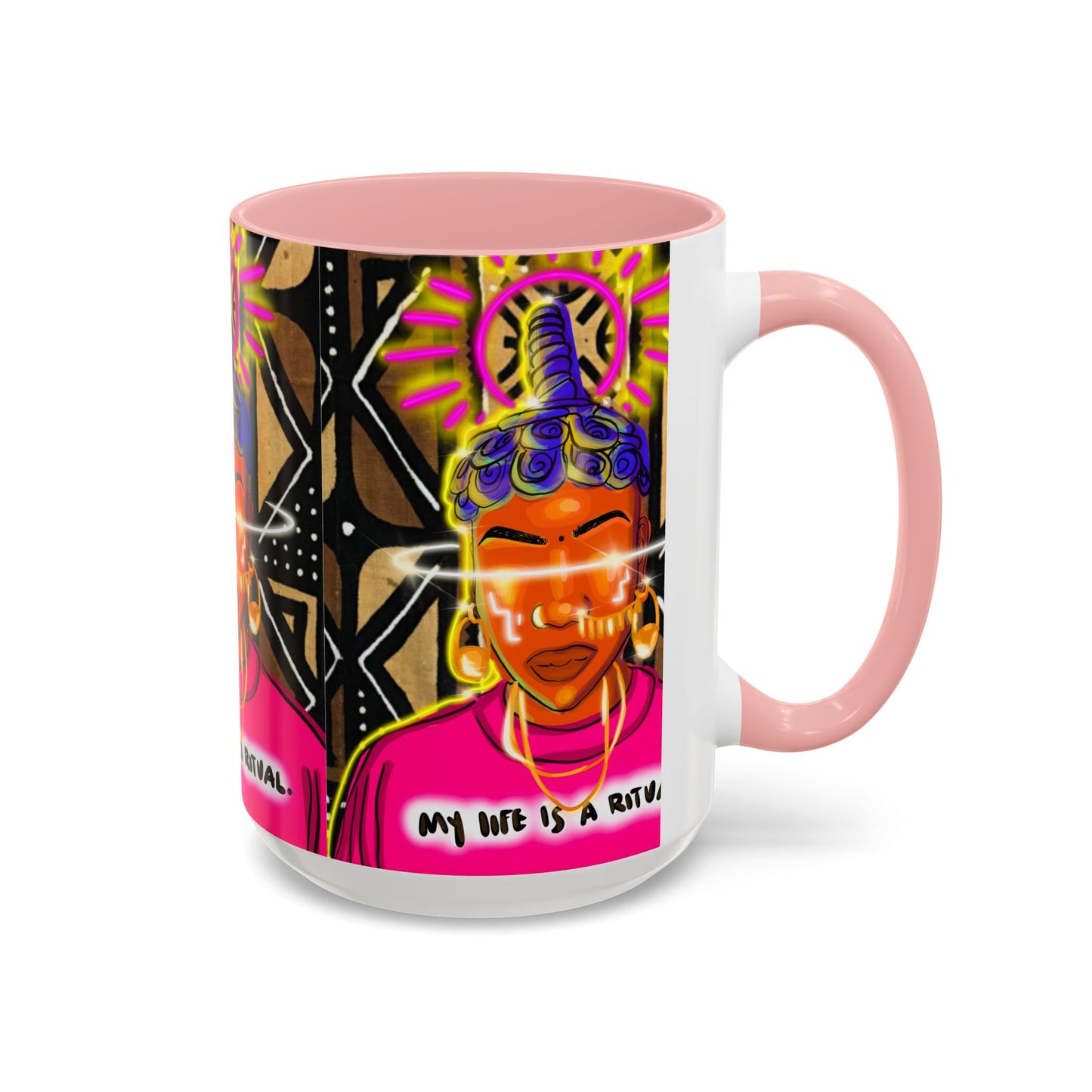 Coffee Mug — "My Life Is a Ritual" Neon Buddha Art Mug
