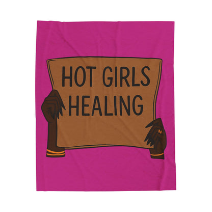 Velveteen Plush Blanket — "Hot Girls Healing" Empowerment Throw