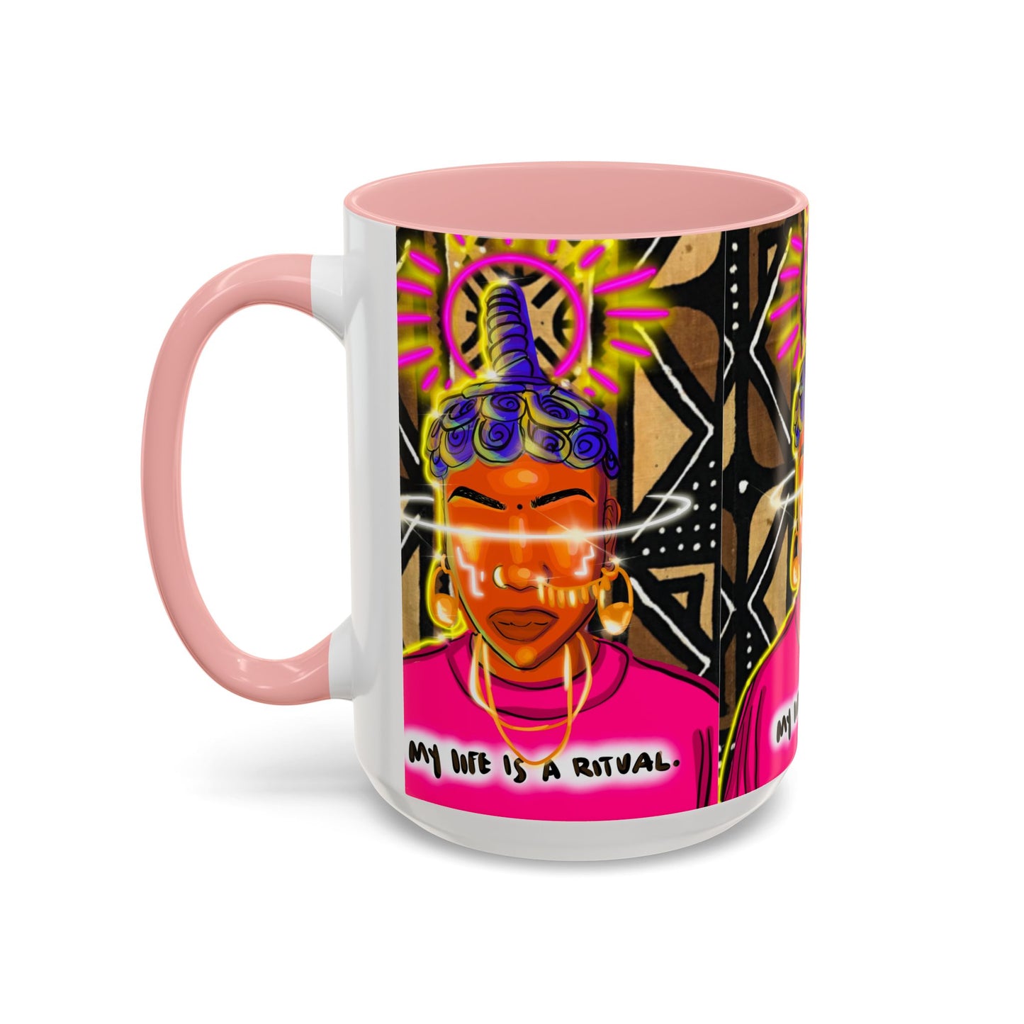Coffee Mug — "My Life Is a Ritual" Neon Buddha Art Mug