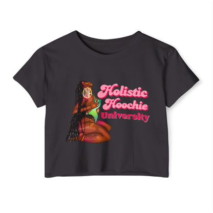 Festival Crop Top – "Holistic Hoochie University" Retro Pinup Graphic
