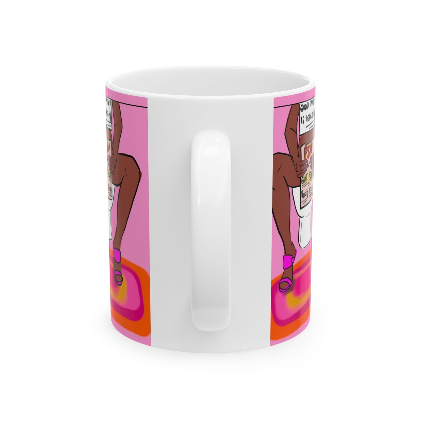 Pink PSA Mug — Funny Toilet Poster Design Ceramic Coffee Cup (11oz, 15oz)