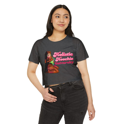 Festival Crop Top – "Holistic Hoochie University" Retro Pinup Graphic
