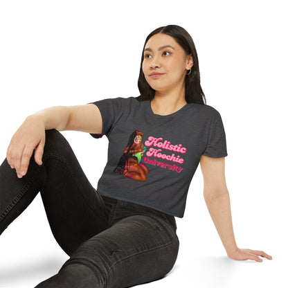 Festival Crop Top – "Holistic Hoochie University" Retro Pinup Graphic
