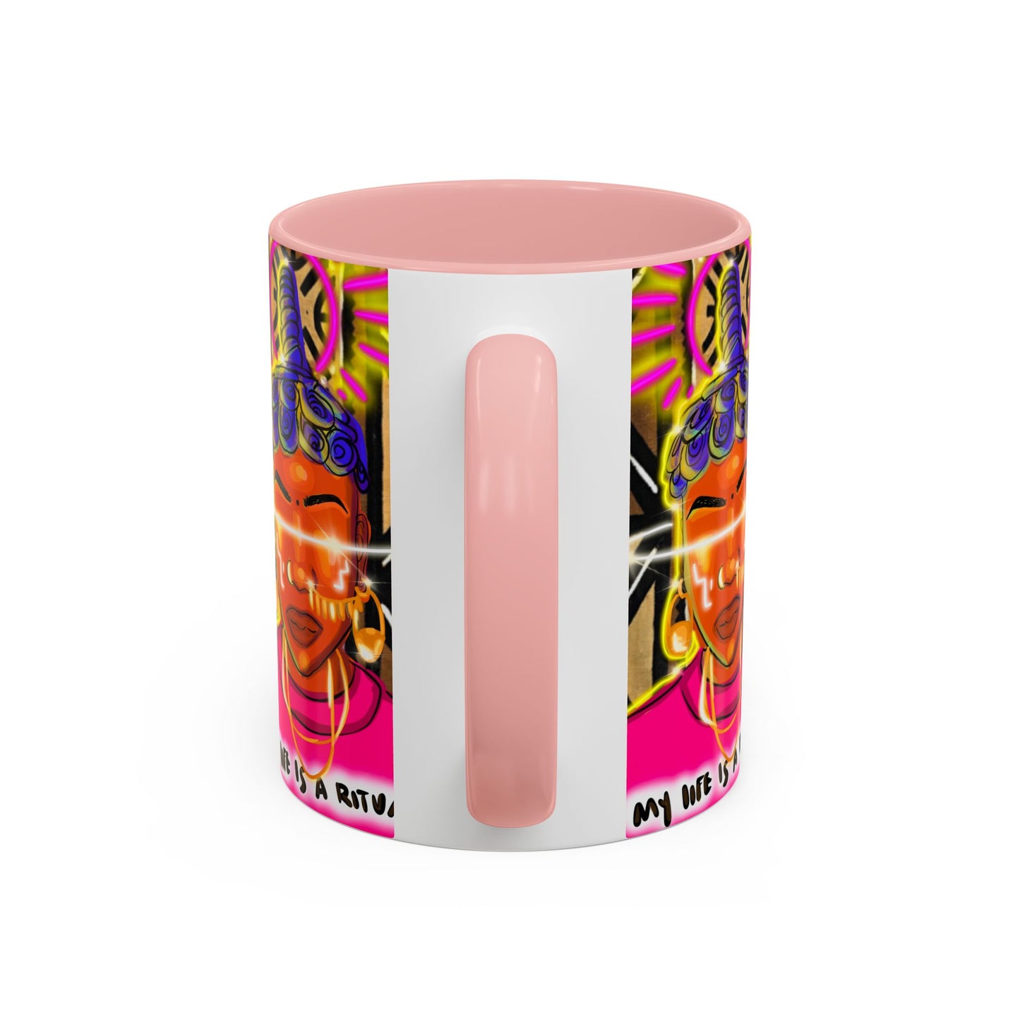 Coffee Mug — "My Life Is a Ritual" Neon Buddha Art Mug
