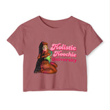 Festival Crop Top – "Holistic Hoochie University" Retro Pinup Graphic