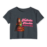 Festival Crop Top – "Holistic Hoochie University" Retro Pinup Graphic