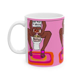 Pink PSA Mug — Funny Toilet Poster Design Ceramic Coffee Cup (11oz, 15oz)
