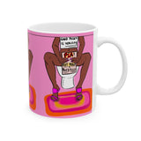 Pink PSA Mug — Funny Toilet Poster Design Ceramic Coffee Cup (11oz, 15oz)