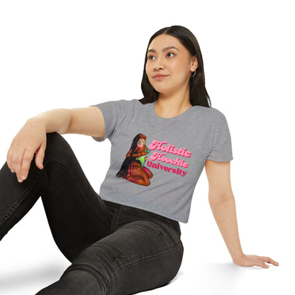 Festival Crop Top – "Holistic Hoochie University" Retro Pinup Graphic