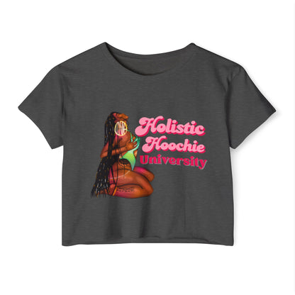 Festival Crop Top – "Holistic Hoochie University" Retro Pinup Graphic