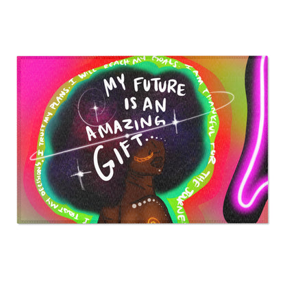 My Future Is An Amazing Gift Area Rug — Affirmation Afrocentric Decorative Mat for Living Room, Bedroom & Gifts