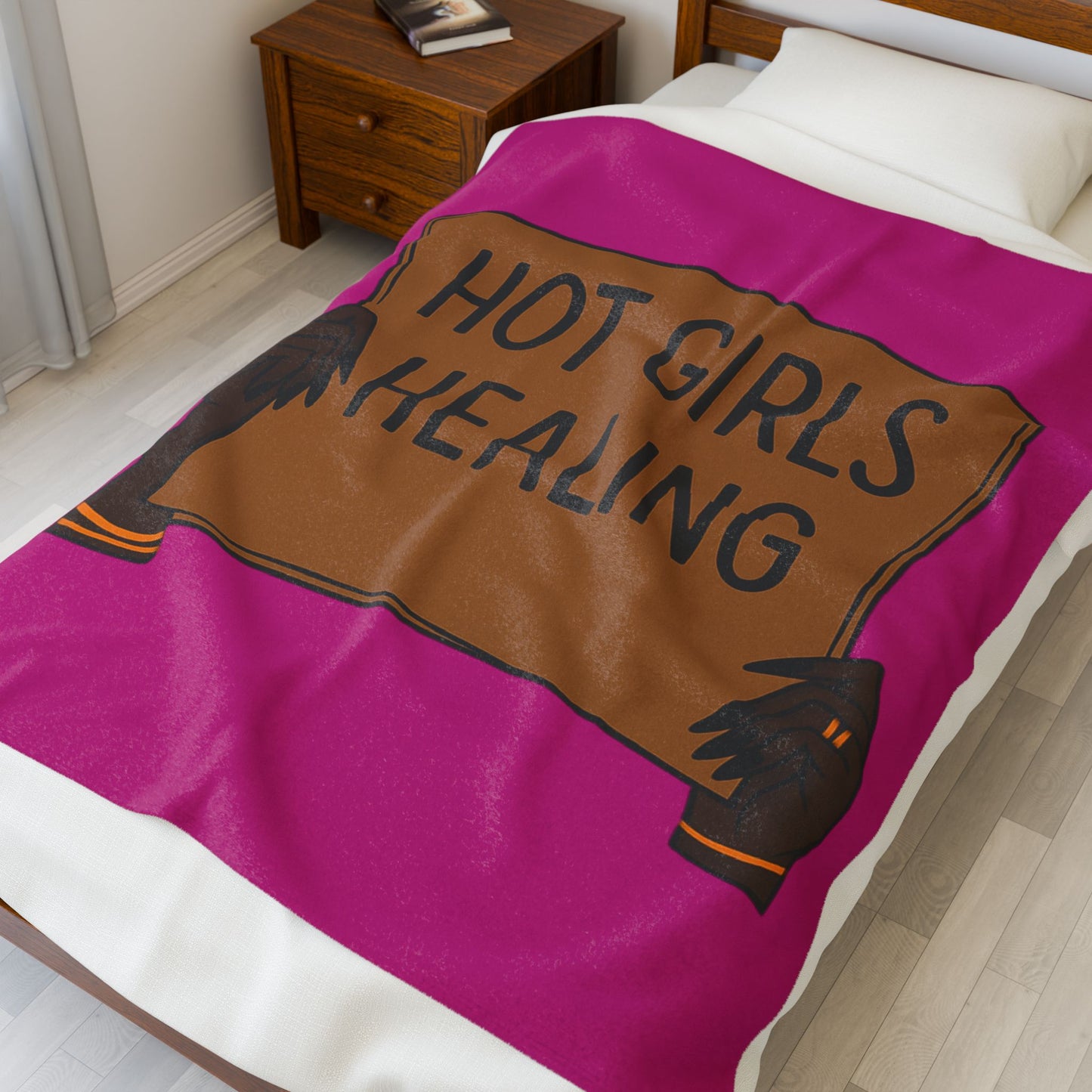 Velveteen Plush Blanket — "Hot Girls Healing" Empowerment Throw