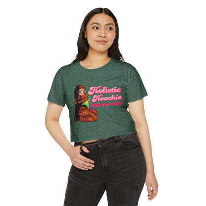 Festival Crop Top – "Holistic Hoochie University" Retro Pinup Graphic