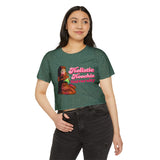 Festival Crop Top – "Holistic Hoochie University" Retro Pinup Graphic