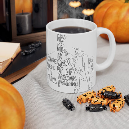 Ceramic Mug — Minimal Line Art Woman with Quote: “I choose where I live”