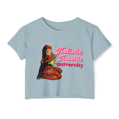 Festival Crop Top – "Holistic Hoochie University" Retro Pinup Graphic