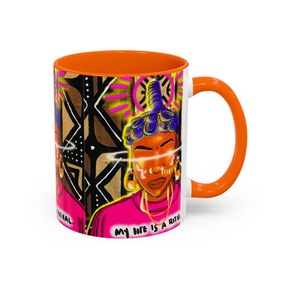 Coffee Mug — "My Life Is a Ritual" Neon Buddha Art Mug