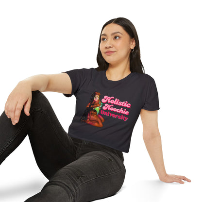 Festival Crop Top – "Holistic Hoochie University" Retro Pinup Graphic