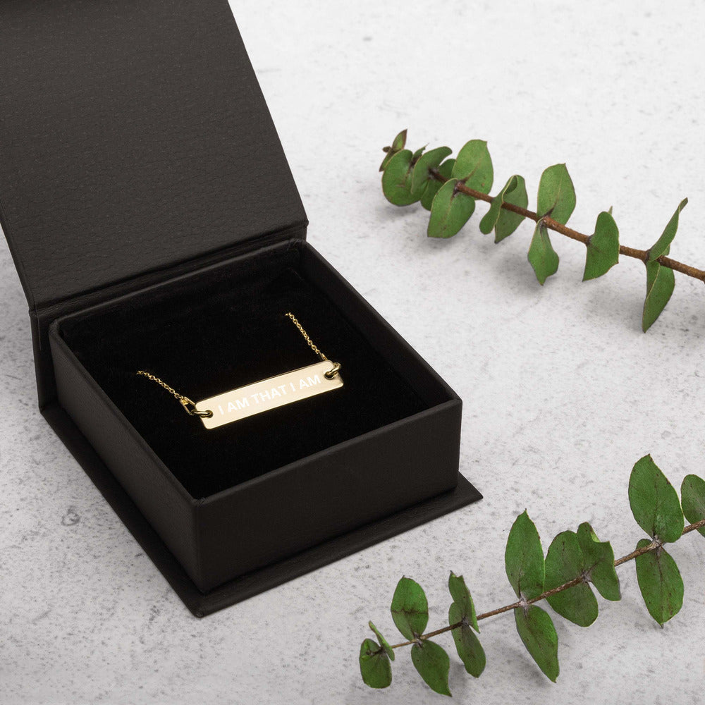 I am that I am Engraved Bar Chain Necklace