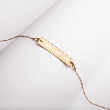 I am that I am Engraved Bar Chain Necklace