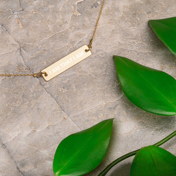 I am that I am Engraved Bar Chain Necklace