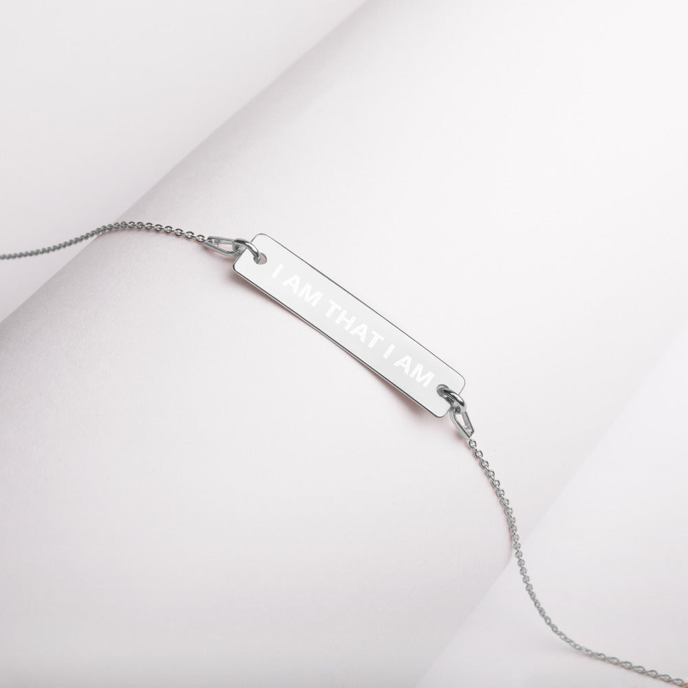 I am that I am Engraved Bar Chain Necklace