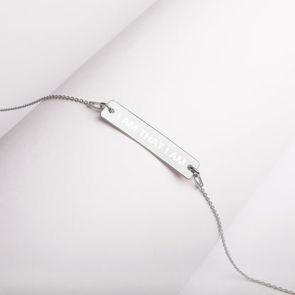 I am that I am Engraved Bar Chain Necklace